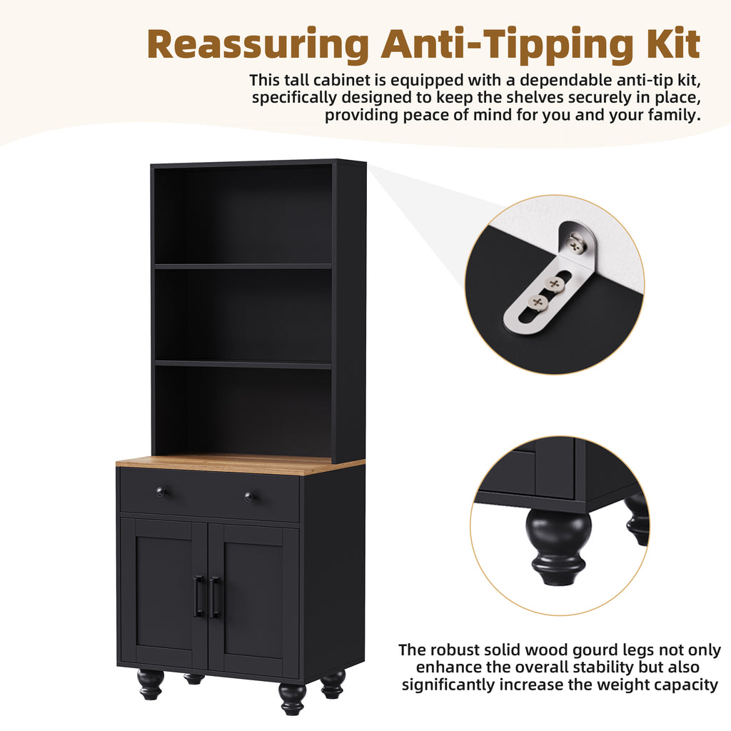 ON-Trend Farmhouse Storage Cabinet with Gourd-Shaped Legs