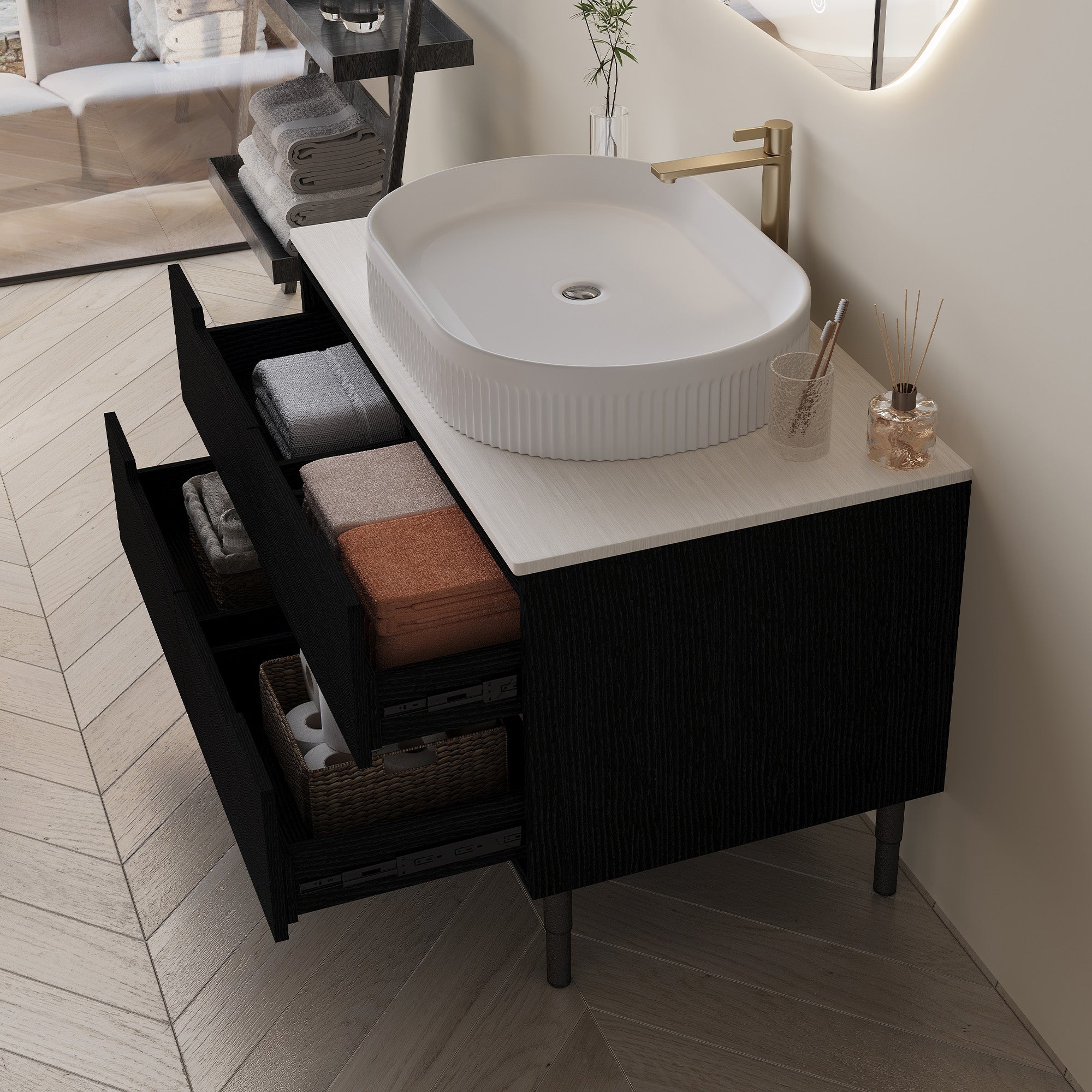 36 Inch Bathroom Vanity with Ceramic Integrated Sink