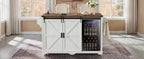 K&K 72" Farmhouse Kitchen Island with Fridge Storage