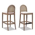 Panama 30.5" Curved Back Cane Rattan Bar Stool, Set of 2