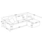 94 Inch Right Chaise L Shaped Boneless Cloud Sectional Sofa