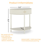 Artisan-Crafted Wave-Pattern Demi-Lune Console Table