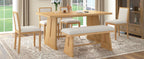 TREXM 6-Piece Rustic Farmhouse Dining Table Set