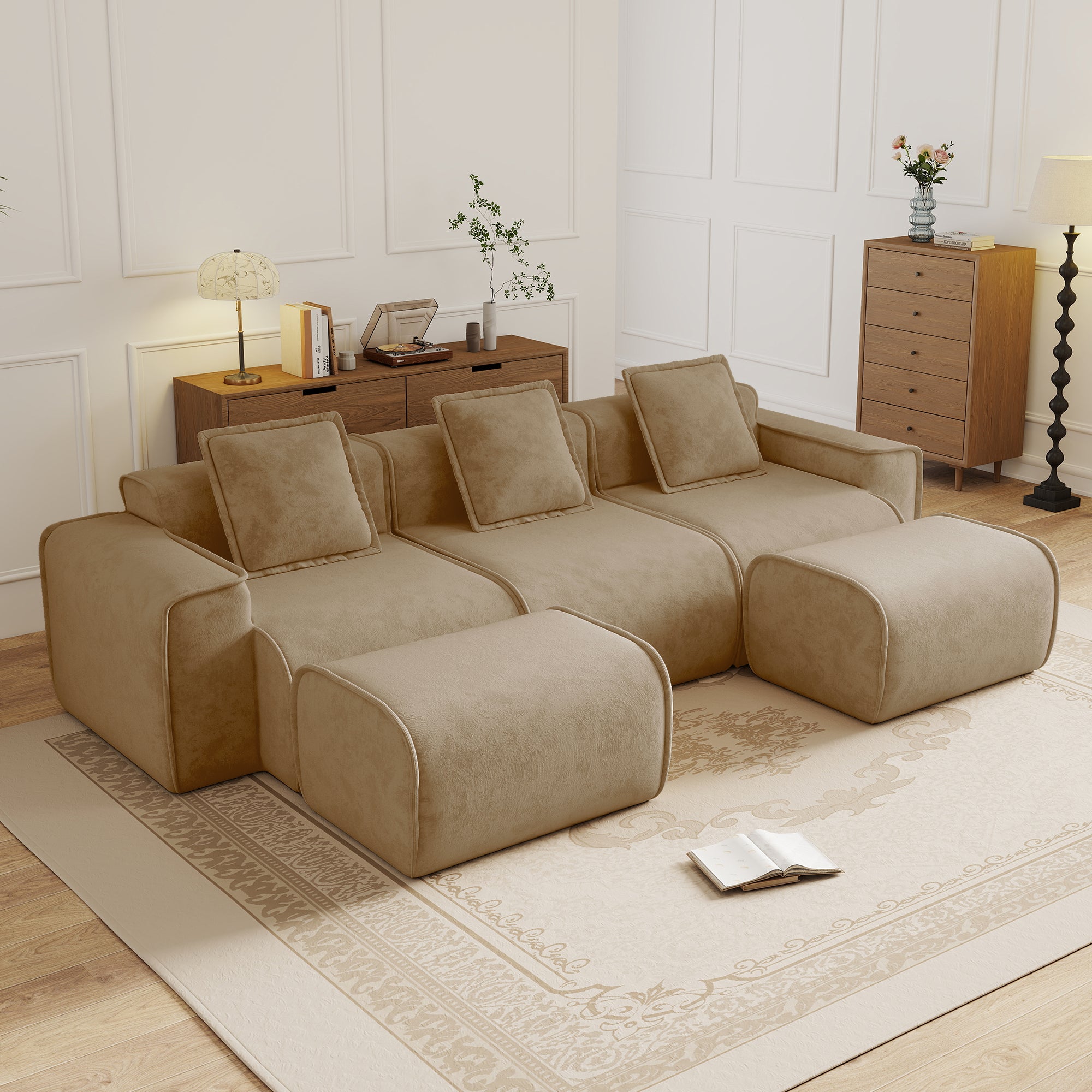 Streamlined Design Modular 3 Seat U Shape Sectional Sofa