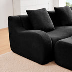 Armless Sofa With Pillow - Teddy Fabric in Black