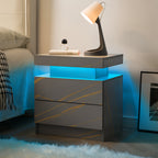 Modern LED Nightstand with 2 Drawers