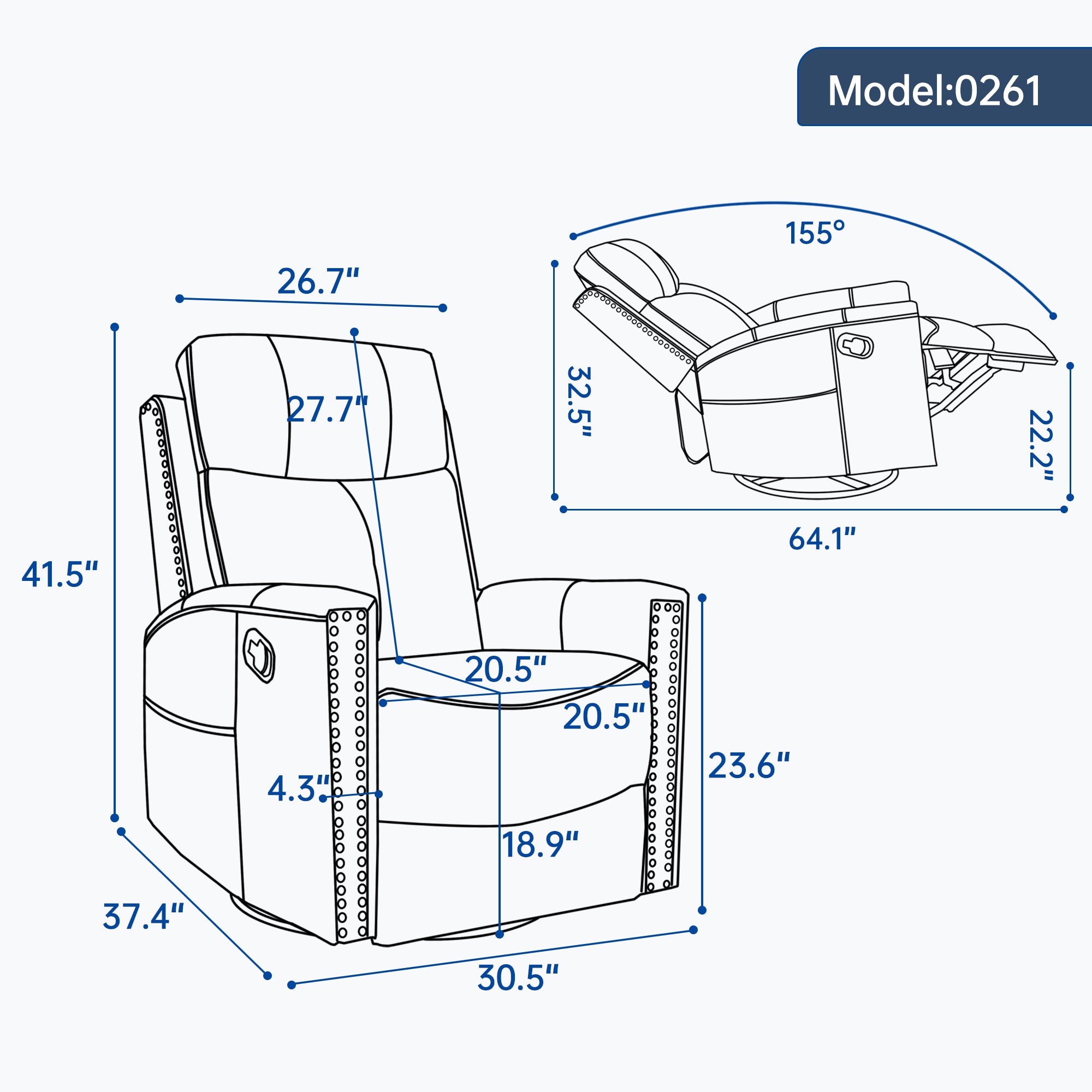 Red Genuine Leather Heat Massage Manual Recliner Chair
