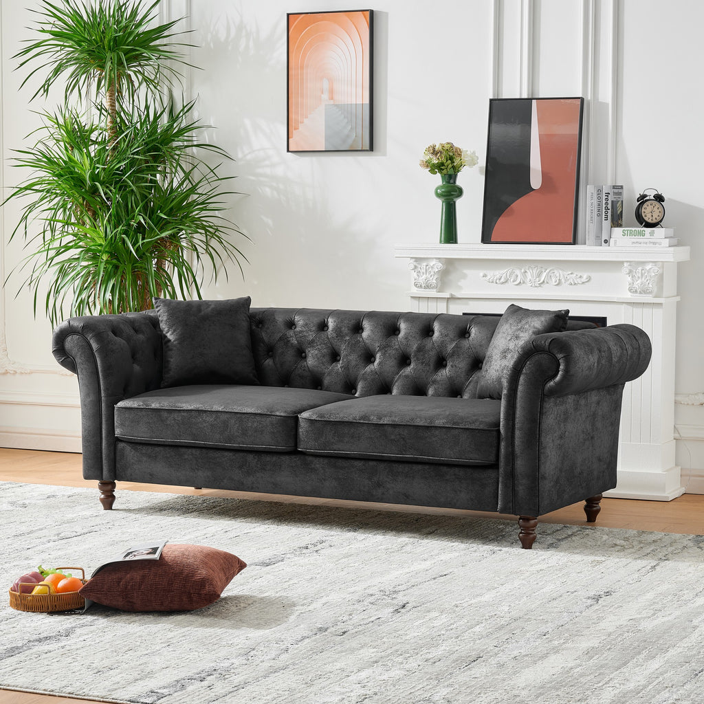 Chesterfield Tech Fabric Sofa - 83 Inch