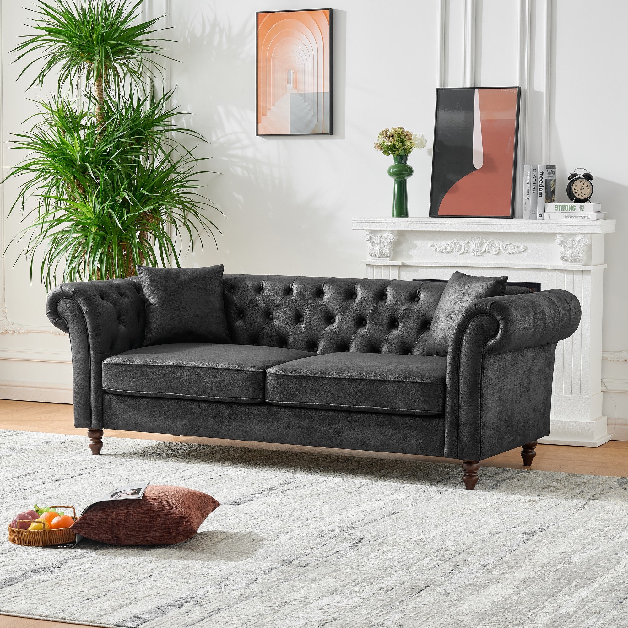 Chesterfield Tech Fabric Sofa - 83 Inch