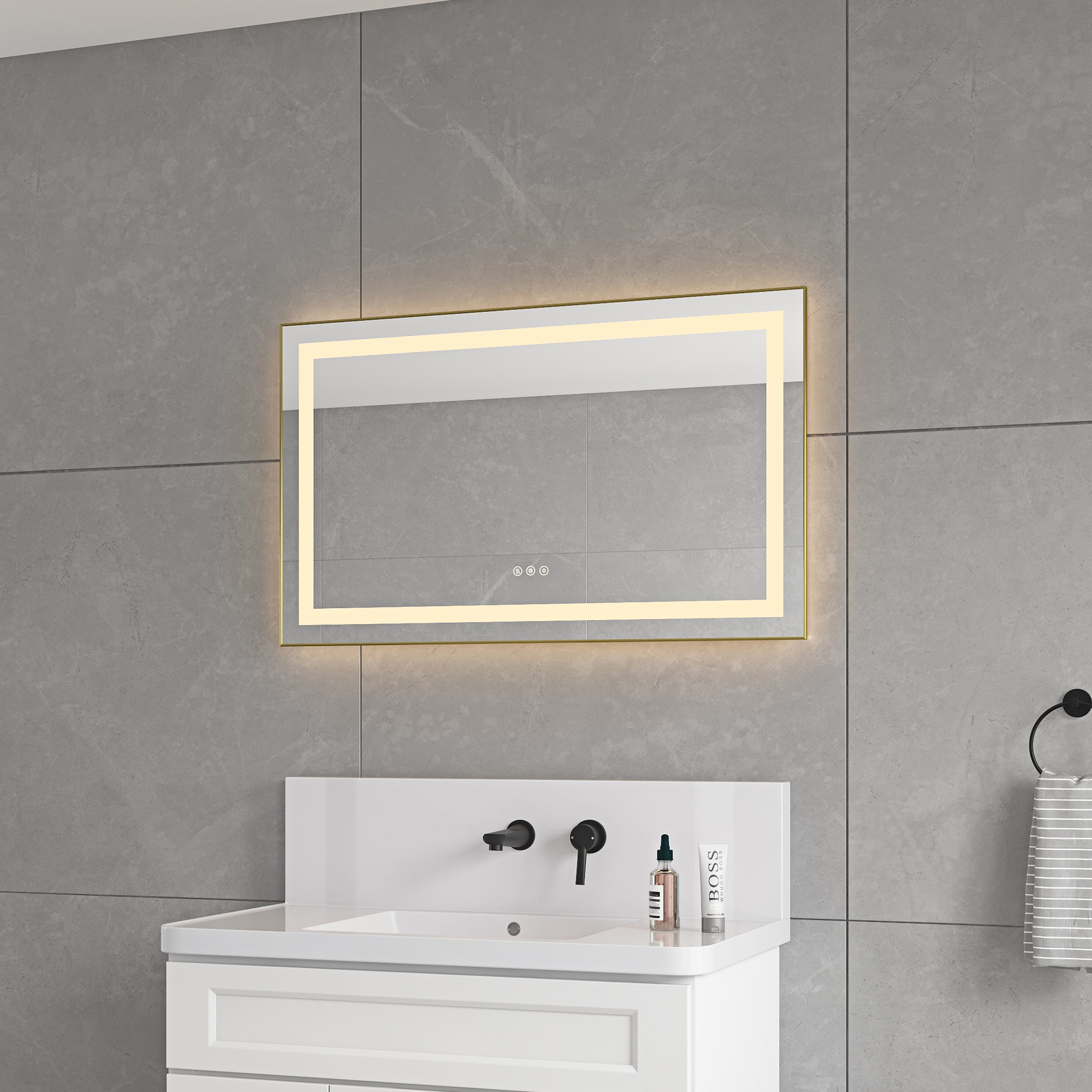 40 x 24 Inch LED Bathroom Mirror with Front and Backlight