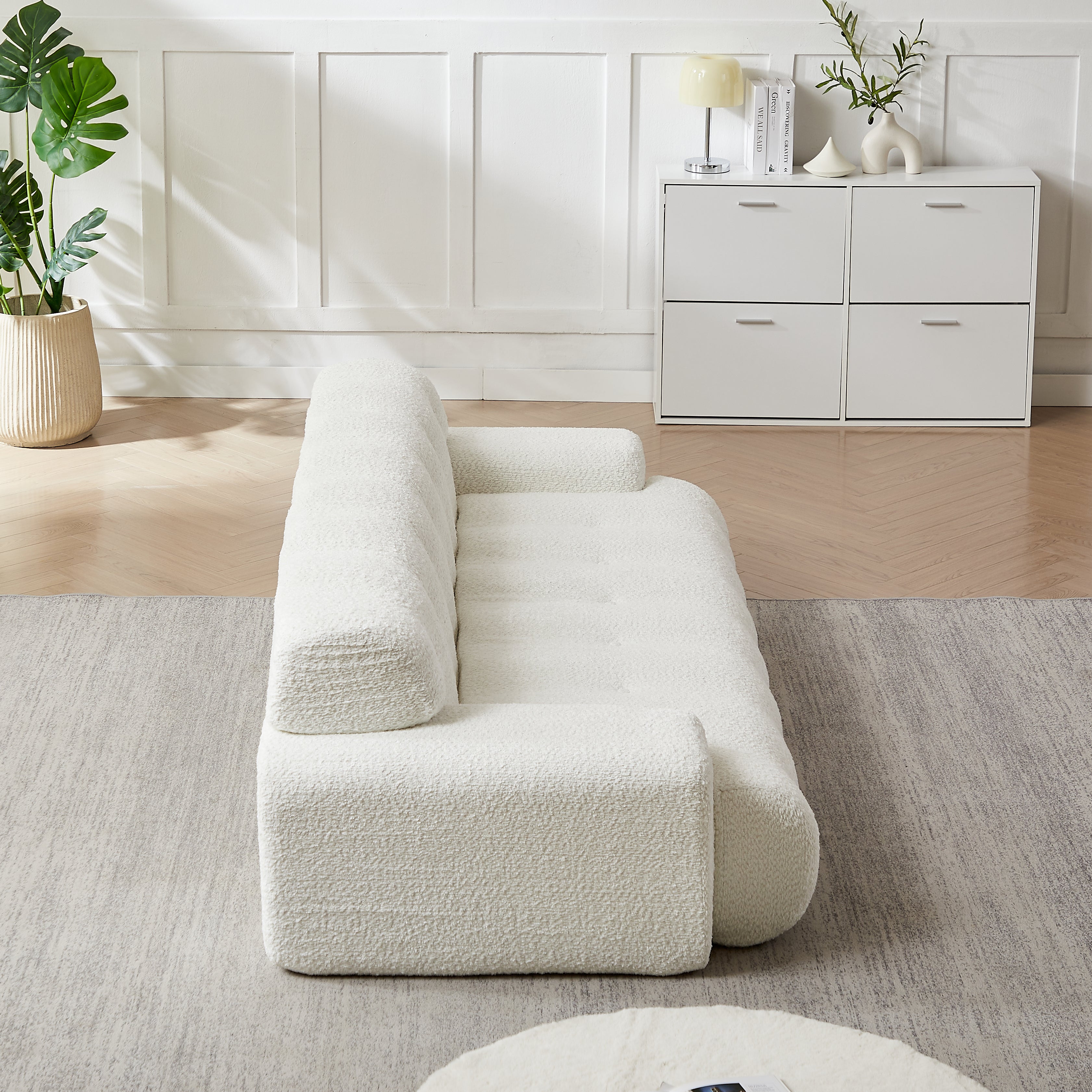 87.4-Inch Cloud Series Minimalist Button-Tufted Three-Seater Sofa