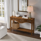 52'' Fluted Wood Console Table with 3 Drawers