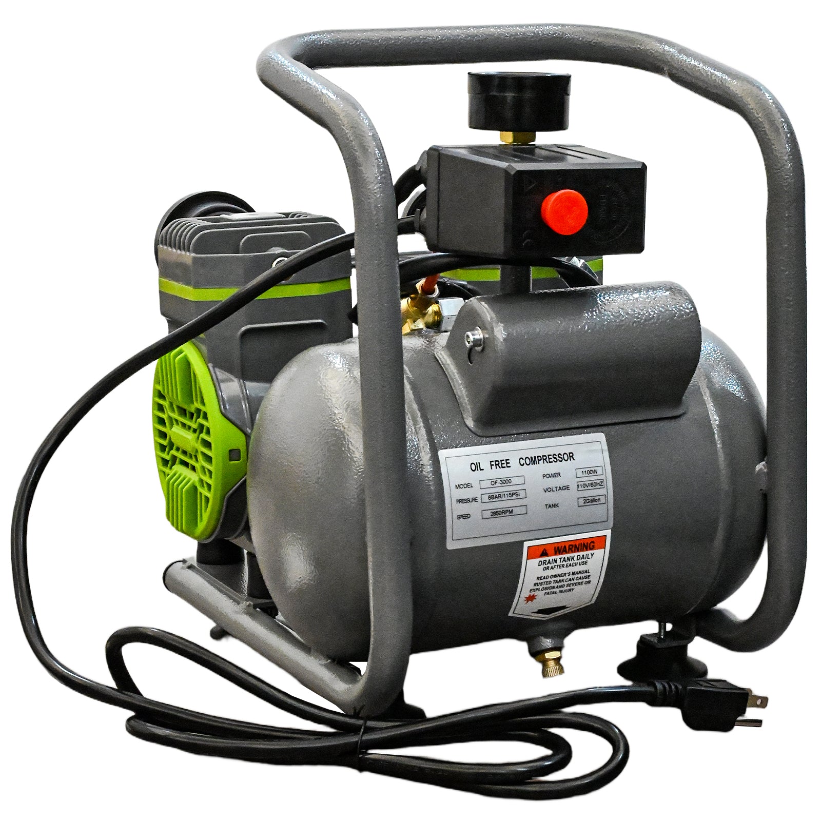 Oil Free Air Compressor with Quiet Operation and Tank