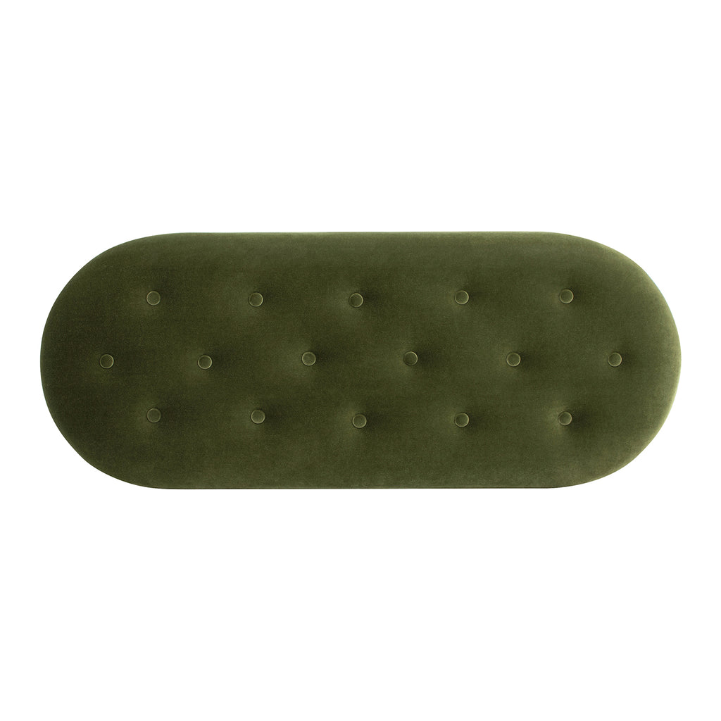 Melinda 48.5" Oval Tufted Bullion Fringe Storage Bench, Olive