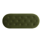 Melinda 48.5" Oval Tufted Bullion Fringe Storage Bench, Olive