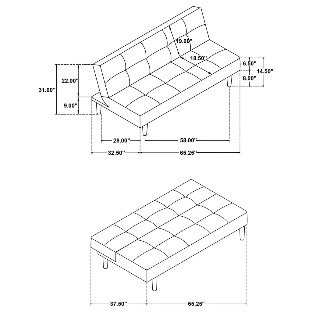 Boston Contemporary Armless Sofa Bed