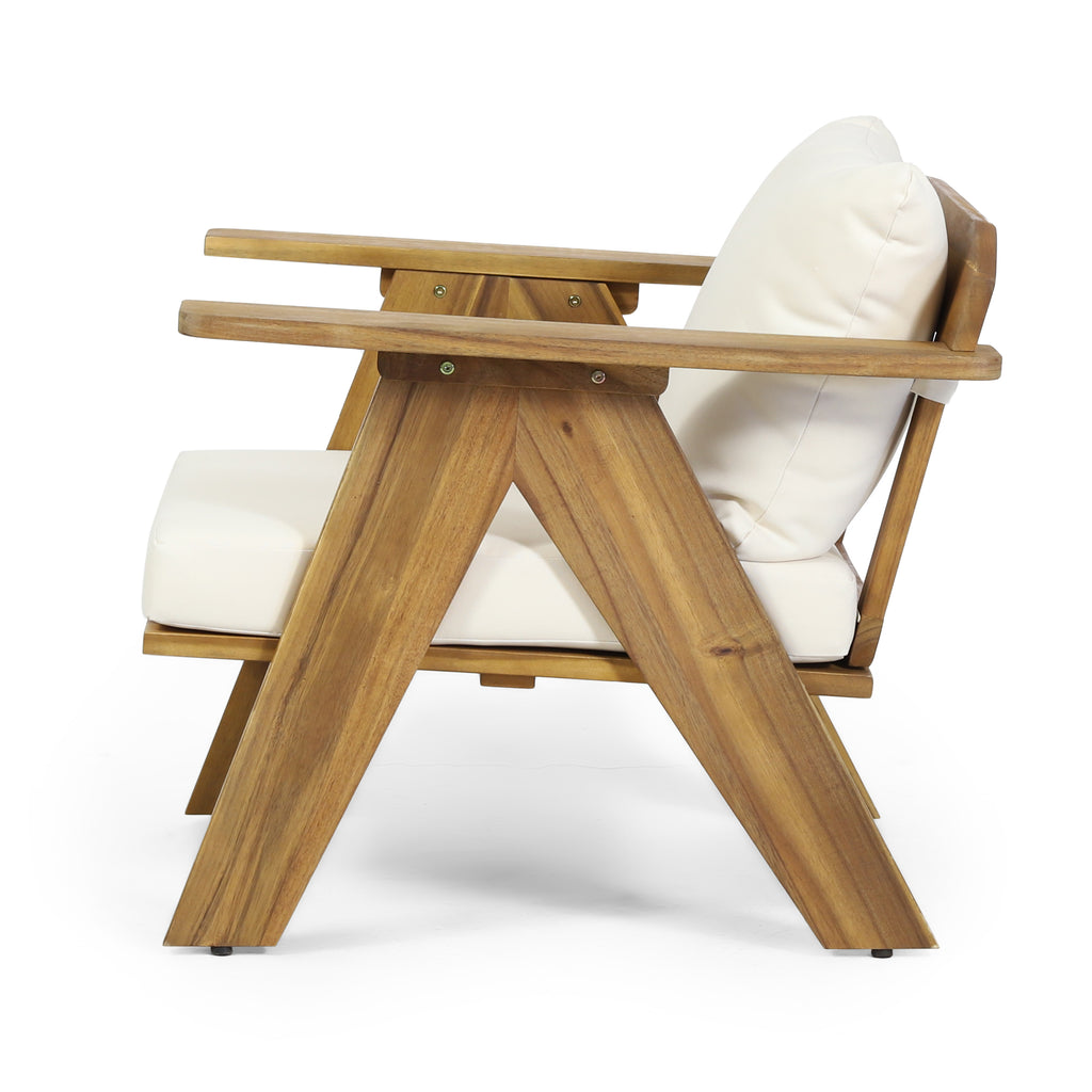 Outdoor Acacia Wood Club Chairs with Cushions (Set of 2)