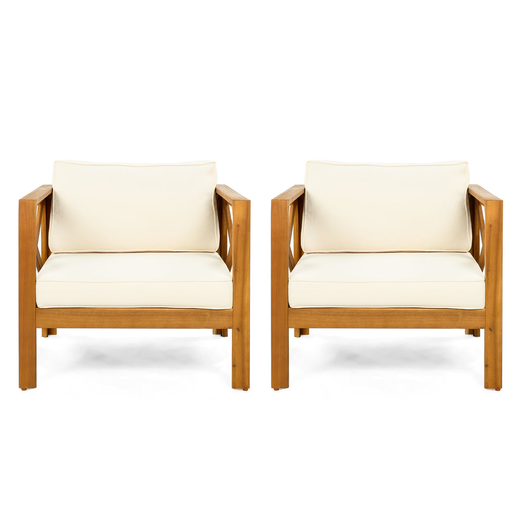 Patio Conversation Set, Outdoor Wood Leisure Seat (Set of 2)