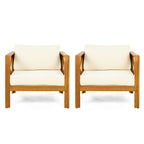 Patio Conversation Set, Outdoor Wood Leisure Seat (Set of 2)