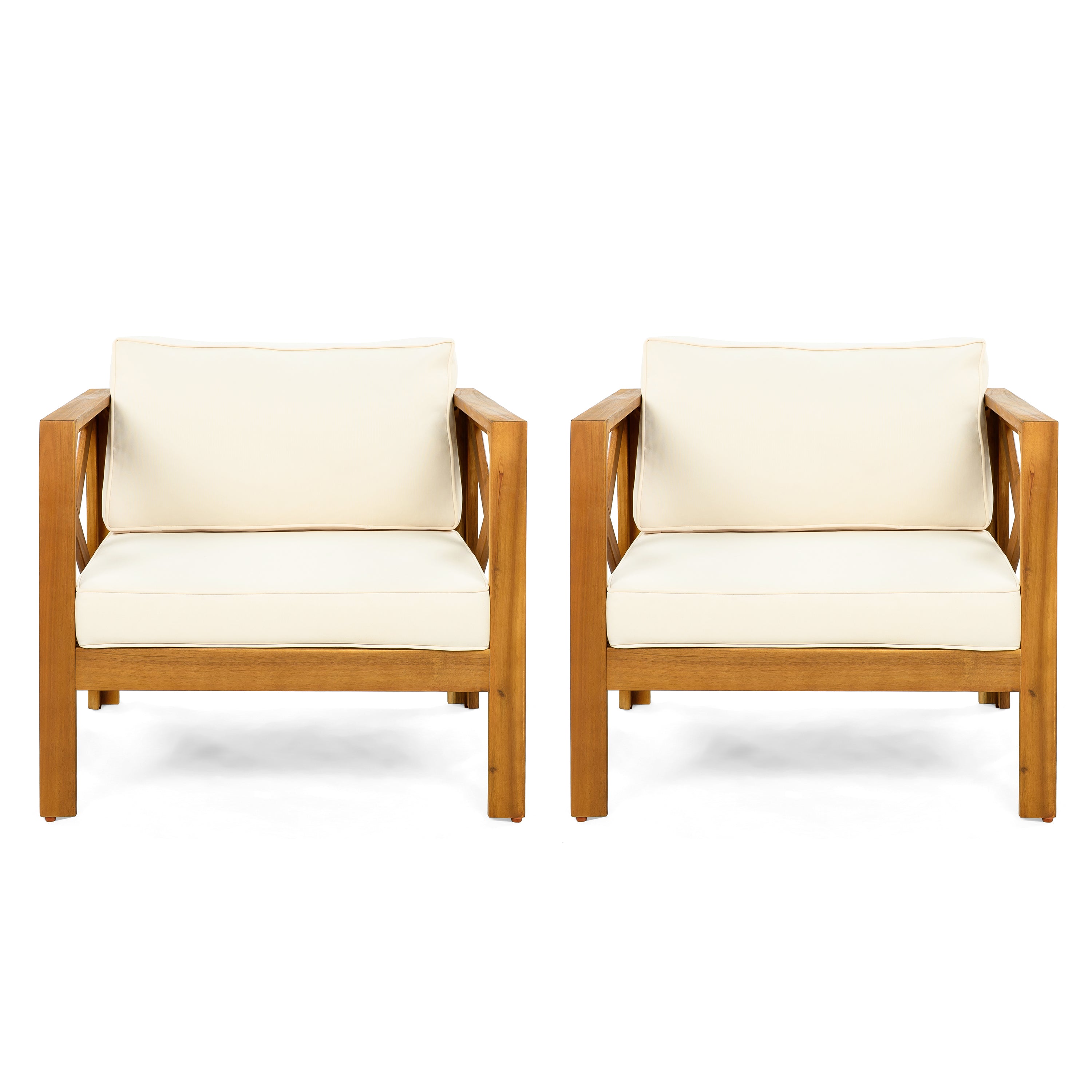 Patio Conversation Set, Outdoor Wood Leisure Seat (Set of 2)