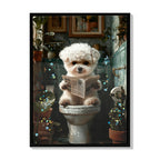 Framed Bathroom Decor - Cute Puppy Wall Art