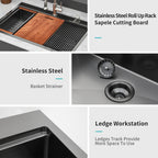 33" Drop In Kitchen Sink - Gunmetal Finish