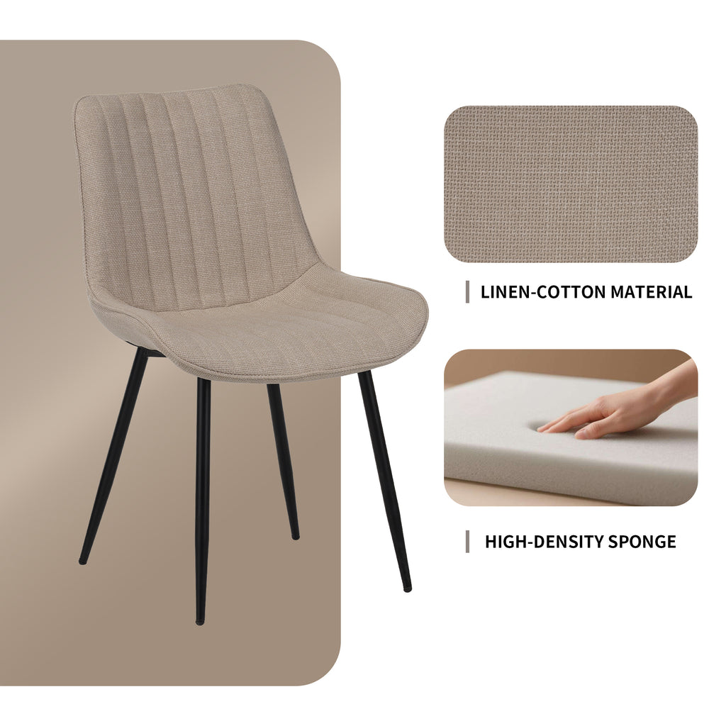 Beige Dining Chair Set - 4 Modern Kitchen Chairs