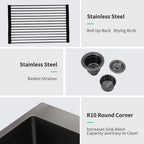 30 x 22 x 9 Inch Drop In Kitchen Sink - Topmount Gunmetal