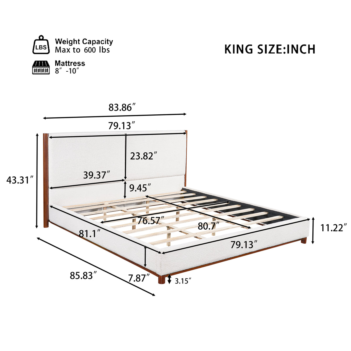 King Size Upholstered Bed Frame