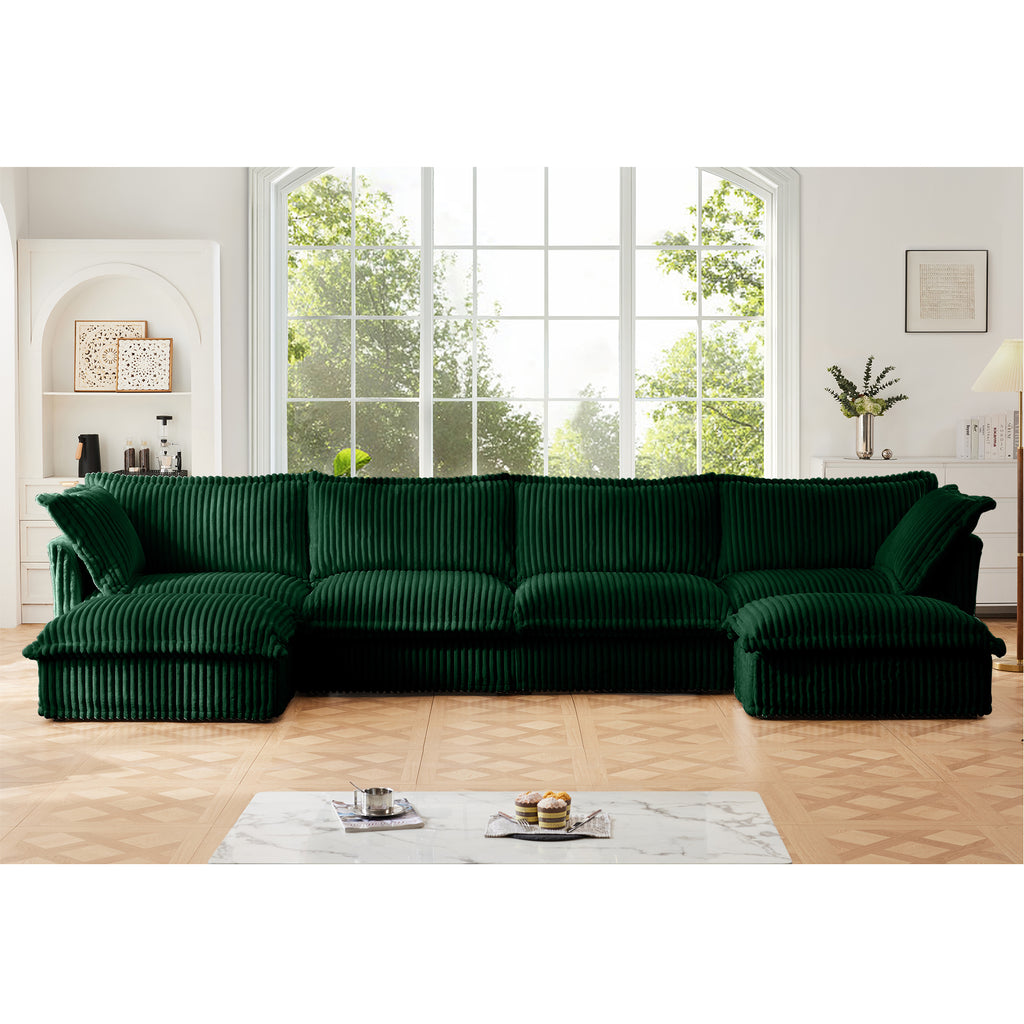 Slipcovered U Shape Sectional Wide and Deep Seat Sofa