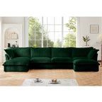 Slipcovered U Shape Sectional Wide and Deep Seat Sofa