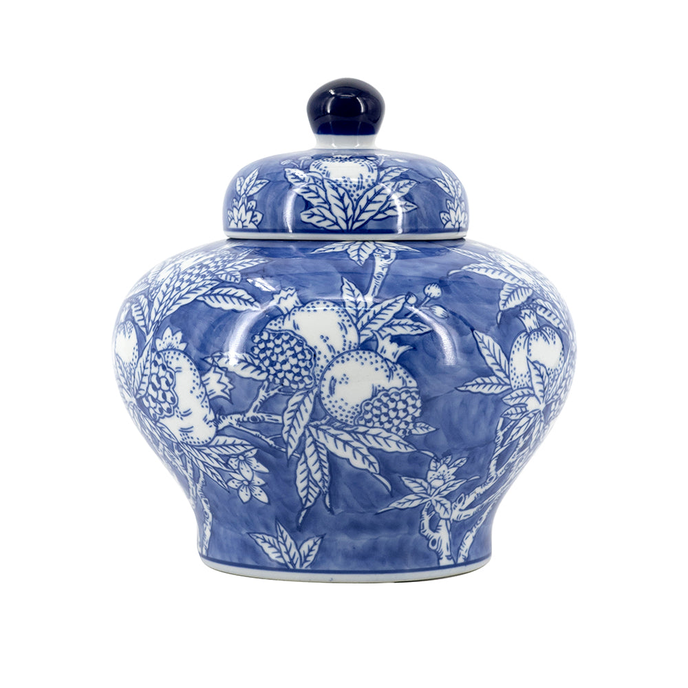 Blue and White Porcelain Lidded Jar, 9.1-Inch