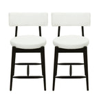Mid Century Modern Counter Stool Set of 2 - Black & Beige