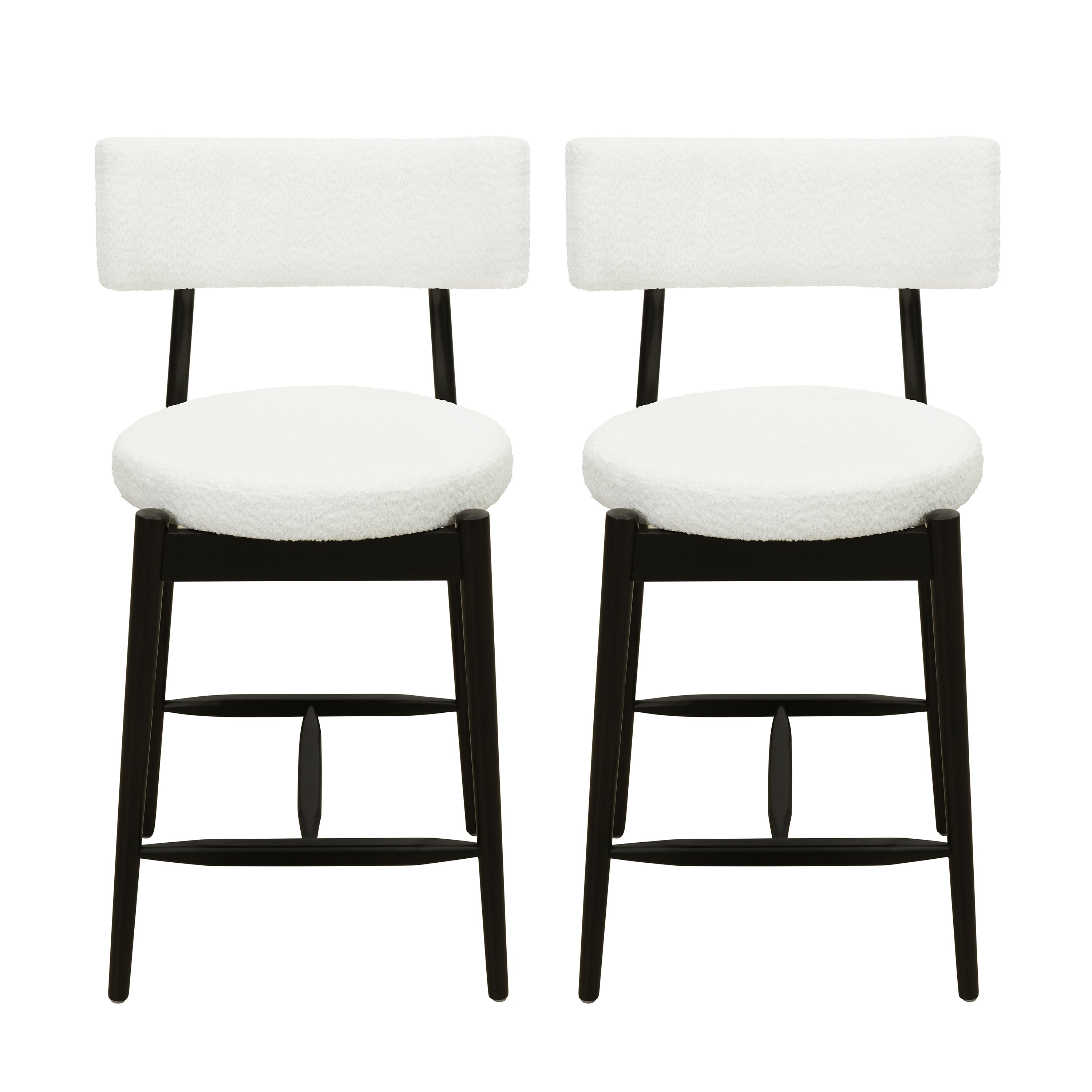 Mid Century Modern Counter Stool Set of 2 - Black & Beige