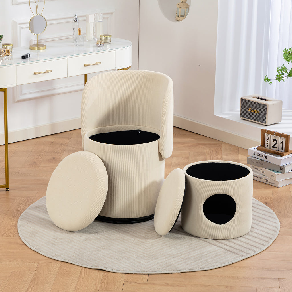 Decorative Chair with Storage & Cat Bed Stool