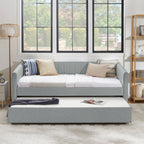 Twin Size Daybed with Trundle Upholstered Sofa Bed