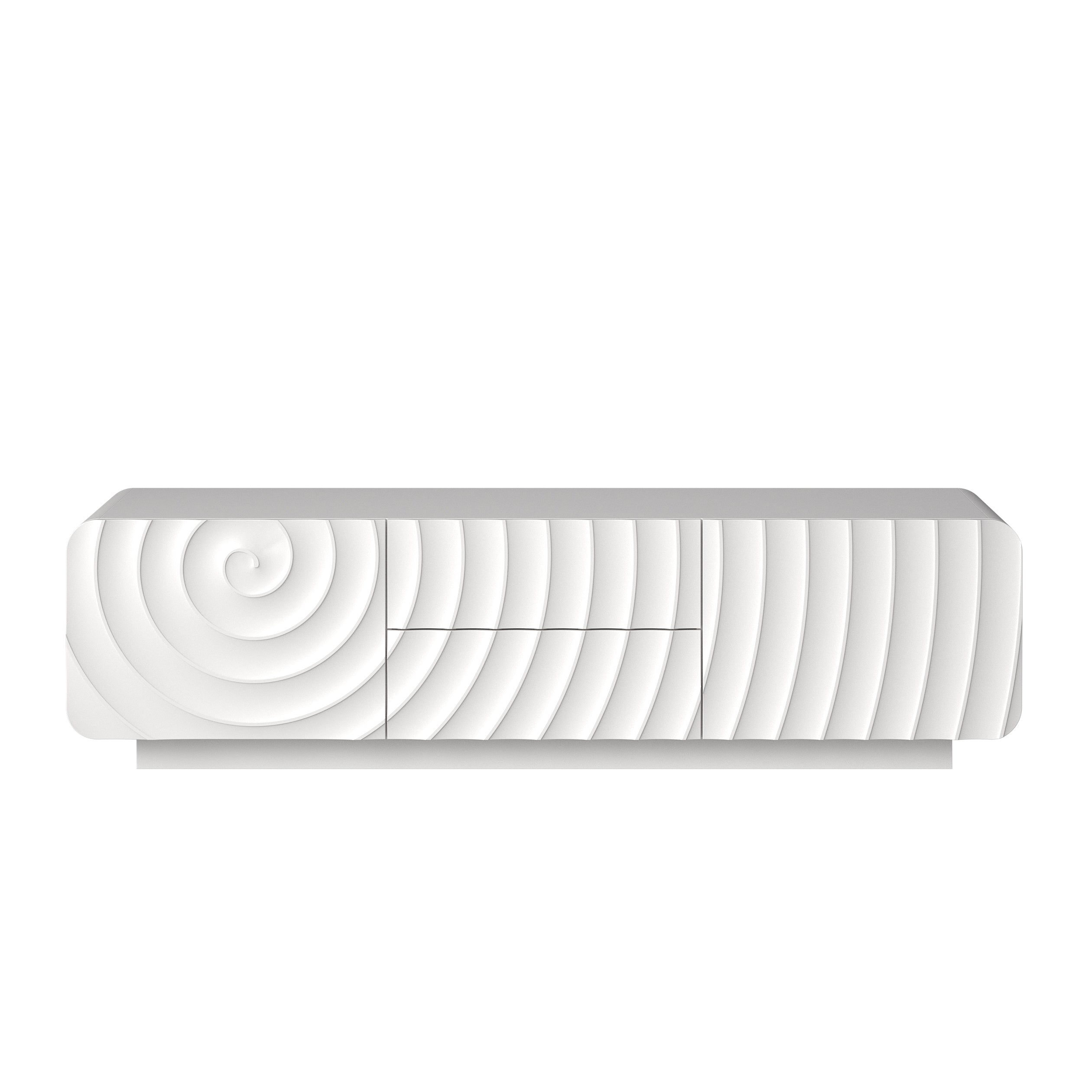 58'' TV Console With Modern Unique Spiral Wave Design