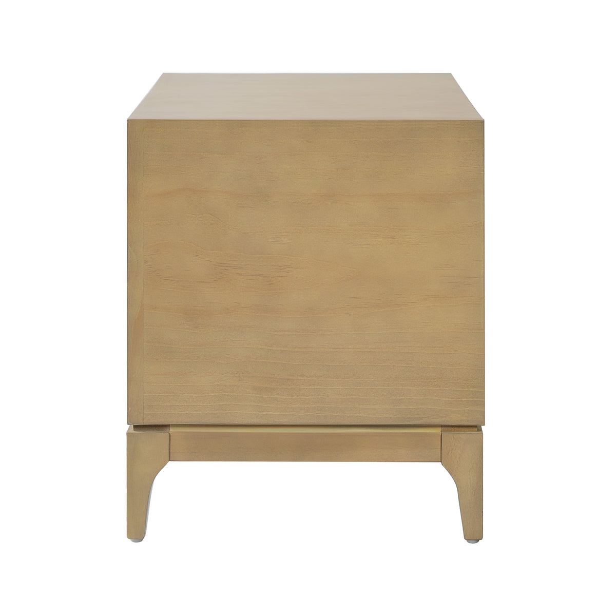 Modern 2-Drawer Nightstand, Japandi Style with Geometric Patchwork, Natural