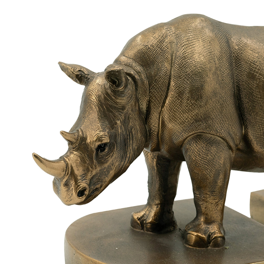 Rhino Bronze Bookends - Set of 2