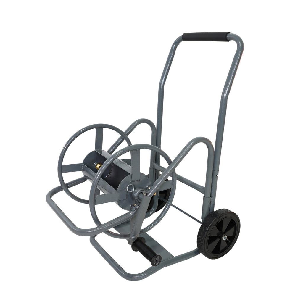 Portable 2-Wheeled Garden Hose Reel Cart, Detachable, Dark Grey