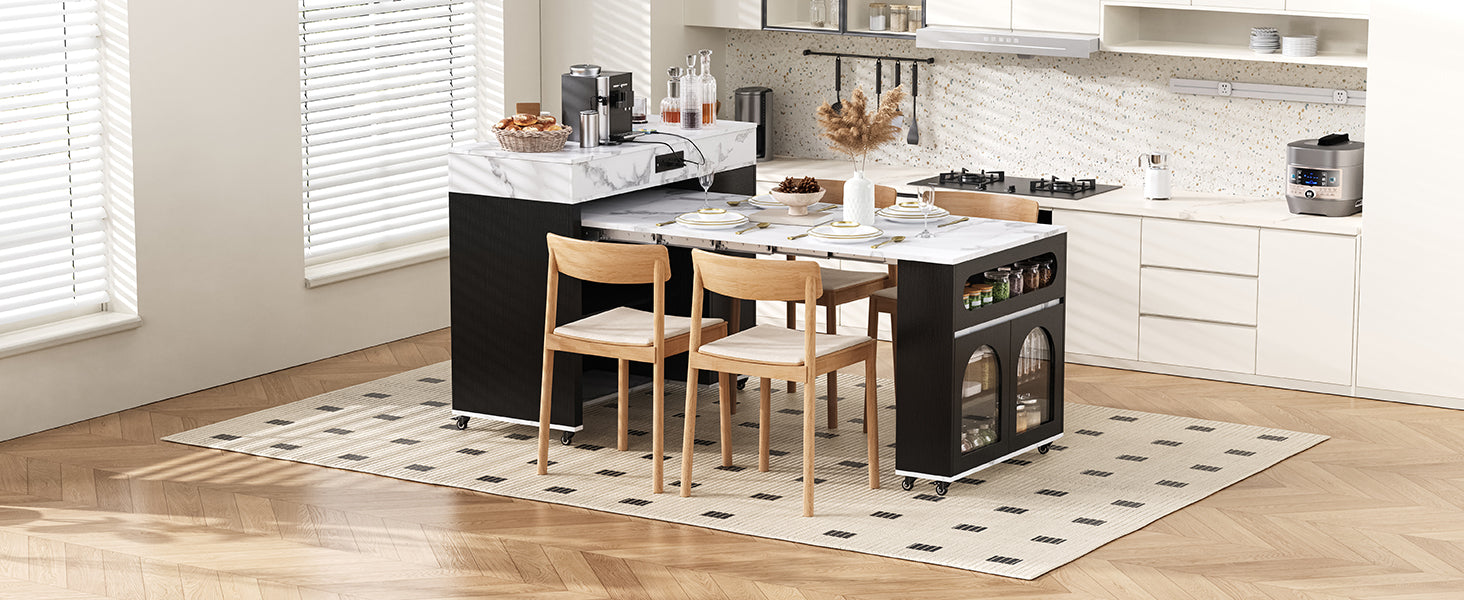 TREXM Extendable Dining Table with Extra-Long Folding Top