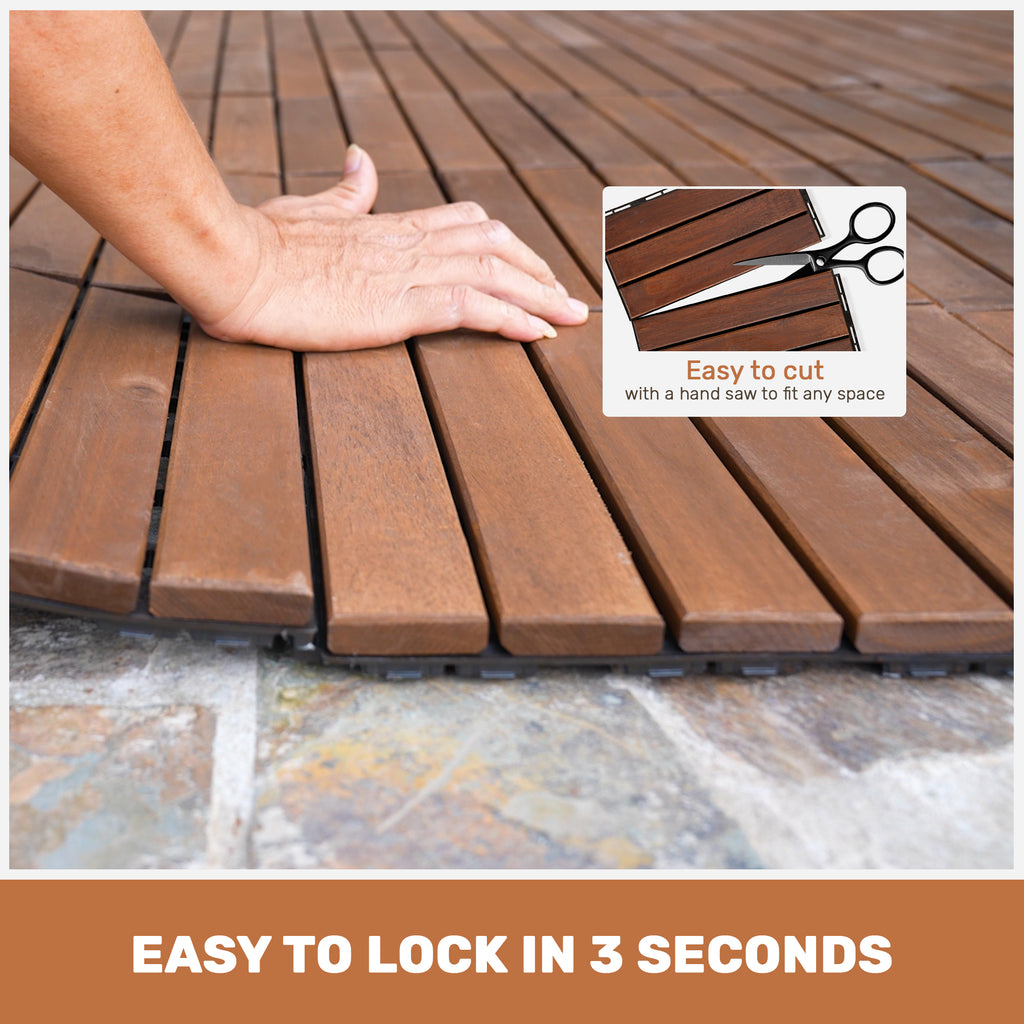 30 PCS Interlocking Deck Tiles Striped Pattern