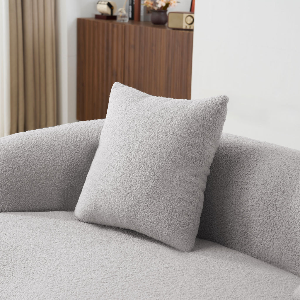 Grey Curved Loveseat Sofa with Round Armrest