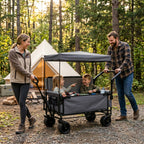 3-in-1 Folding Wagon Cart with Bench Seat & Canopy