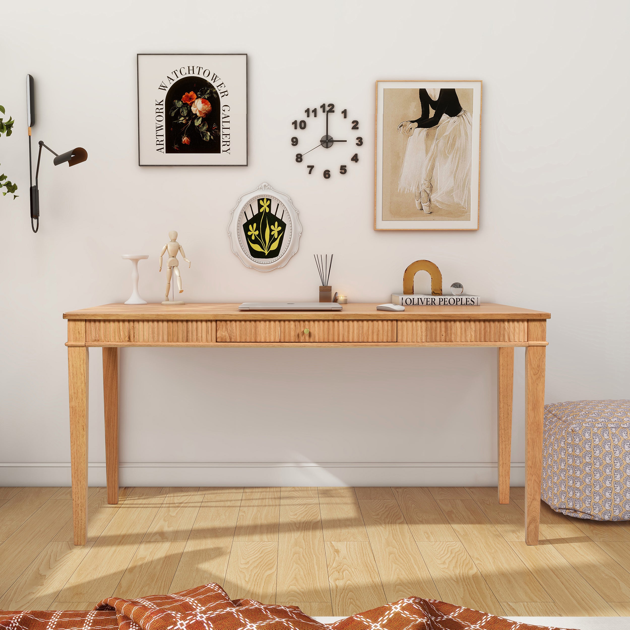 Dumont Modern Farmhouse 1-Drawer Fluted Home Office Writing Desk