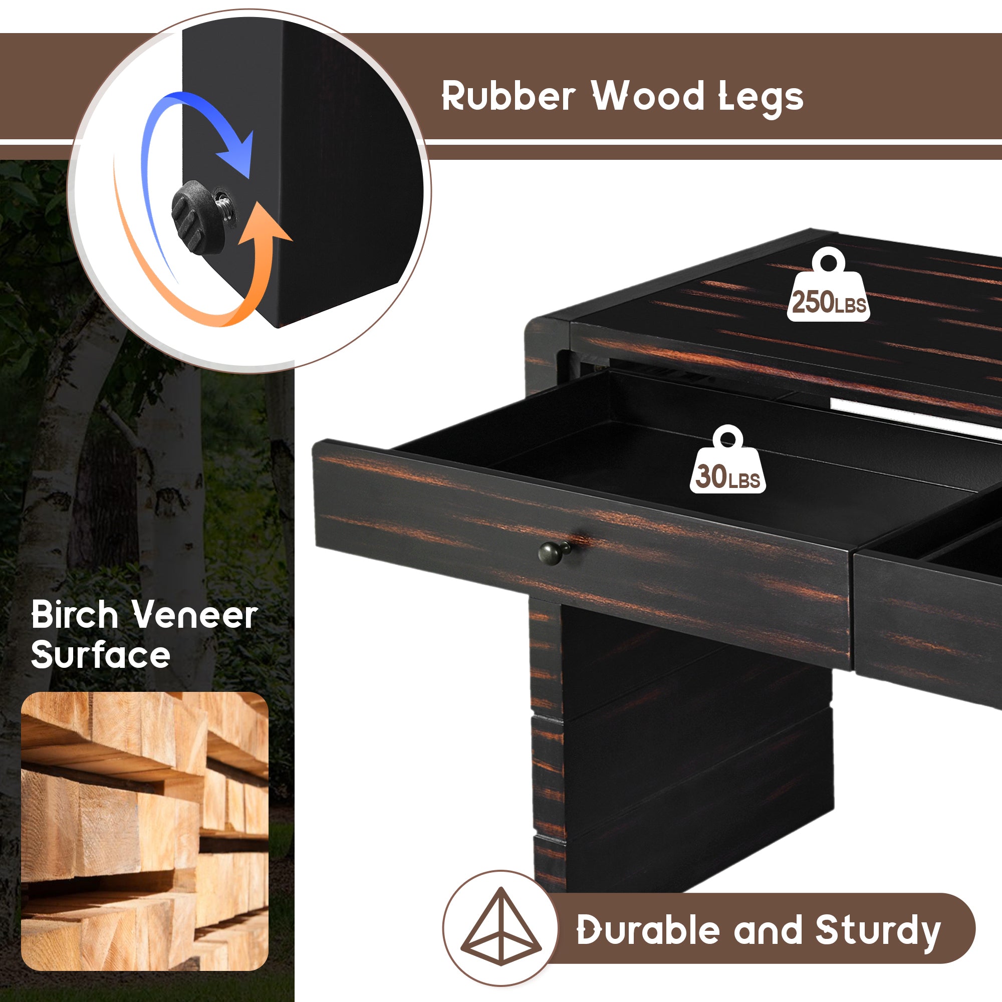 Curved Console Table with Storage