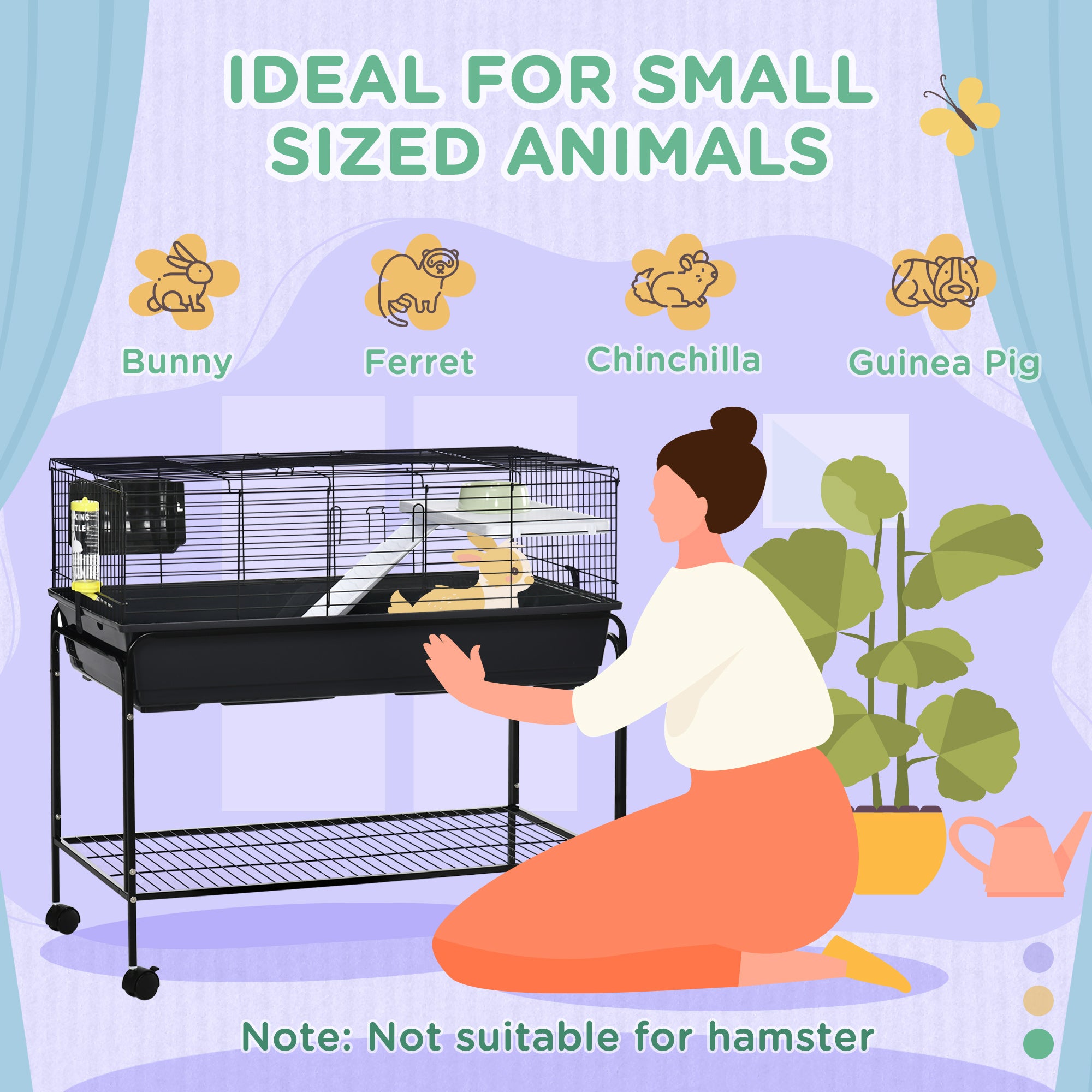 PawHut Two-Story Small Animal Cage Removable from Stand