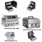 Built-in Outdoor Kitchen 32" LPG Gas Grill with Ice Box