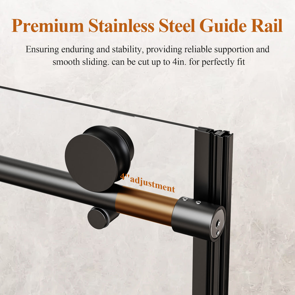 Frameless Stainless Steel Round Tube Single Sliding Shower Door