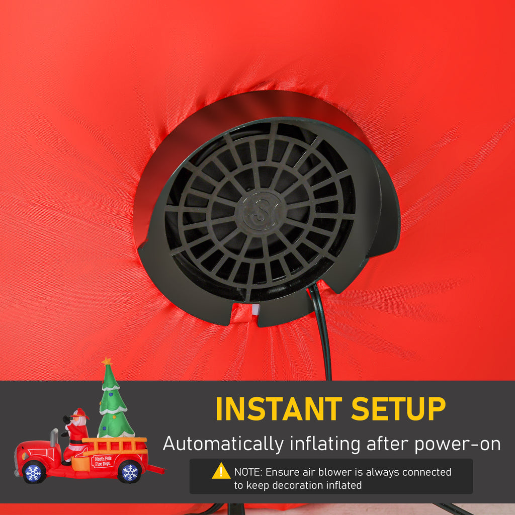 Inflatable Santa Truck with Lit Christmas Tree